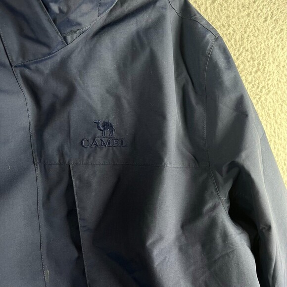 Vintage Camel Cigarette Jacket Mens L Blue Flannel Lined Full Zip Snap Coat Hood - Picture 7 of 16